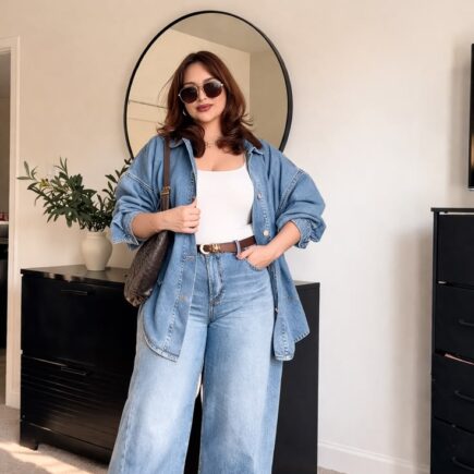 Cómo vestir según tu tipo de cuerpo: La guía completa para verte increíble 1 Effortless Wide Leg Jeans Outfit for Curvy Women Spring Edition